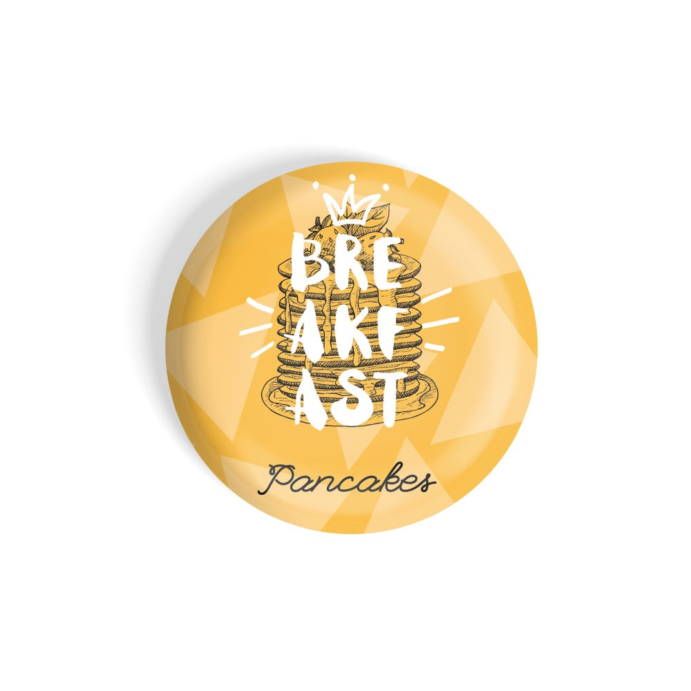 dhcrafts Round Fridge Magnet Yellow Food Lovers Breakfast Pancakes Glossy Finish Design Pack of 1 (75 mm)